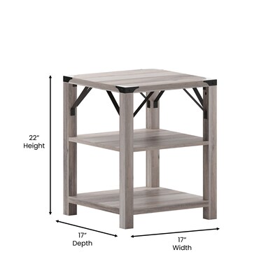 Flash Furniture Wyatt 17.5" x 17.5" 3 Tier End Table, Gray Wash (ZG035GY)