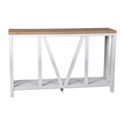 Flash Furniture Charlotte 52" x 14" 2-Tier Console Accent Table, Brushed White/Warm Oak (ZG034WHWAL)