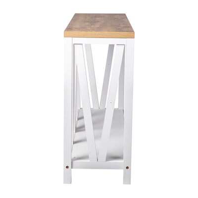 Flash Furniture Charlotte 52" x 14" 2-Tier Console Accent Table, Brushed White/Warm Oak (ZG034WHWAL)