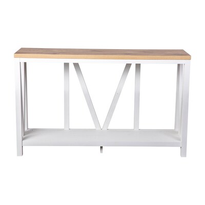 Flash Furniture Charlotte 52" x 14" 2-Tier Console Accent Table, Brushed White/Warm Oak (ZG034WHWAL)