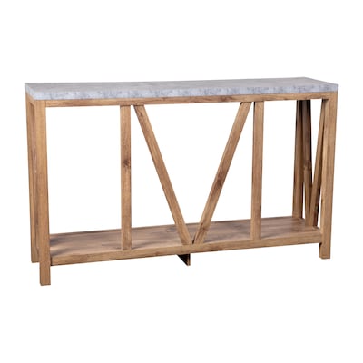 Flash Furniture Charlotte 52" x 14" 2-Tier Console Accent Table, Warm Oak/Concrete (ZG034OAKCONC)