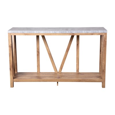 Flash Furniture Charlotte 52" x 14" 2-Tier Console Accent Table, Warm Oak/Concrete (ZG034OAKCONC)