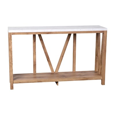 Flash Furniture Charlotte 52 x 14 2-Tier Console Accent Table, Warm Oak/Marble (ZG034OAKMARB)