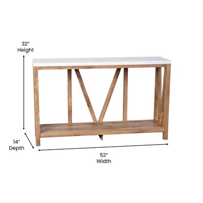 Flash Furniture Charlotte 52" x 14" 2-Tier Console Accent Table, Warm Oak/Marble (ZG034OAKMARB)