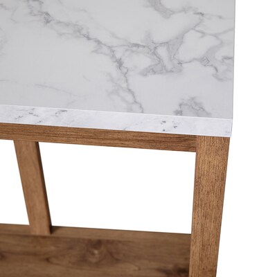 Flash Furniture Charlotte 52" x 14" 2-Tier Console Accent Table, Warm Oak/Marble (ZG034OAKMARB)
