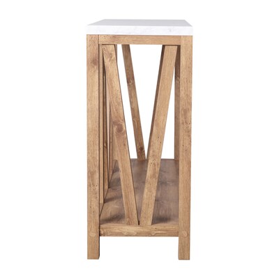 Flash Furniture Charlotte 52" x 14" 2-Tier Console Accent Table, Warm Oak/Marble (ZG034OAKMARB)