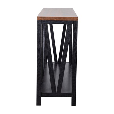 Flash Furniture Charlotte 52" x 14" 2-Tier Console Accent Table, Black/Walnut (ZG034BKWAL)