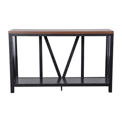 Flash Furniture Charlotte 52" x 14" 2-Tier Console Accent Table, Black/Walnut (ZG034BKWAL)