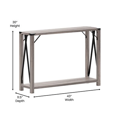 Flash Furniture Wyatt 43" x 11.5" 2 Tier Console Entry Table, Gray Wash (ZG038GY)