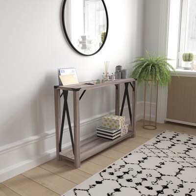 Flash Furniture Wyatt 43" x 11.5" 2 Tier Console Entry Table, Gray Wash (ZG038GY)