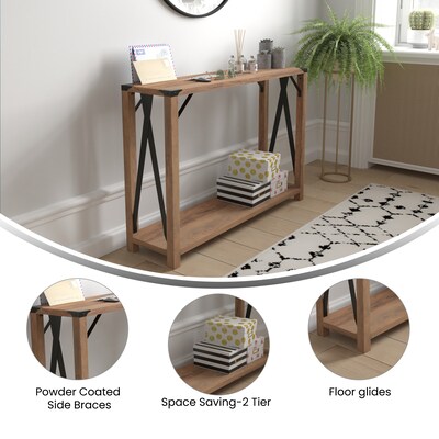 Flash Furniture Wyatt 43" x 11.5" 2 Tier Console Entry Table, Rustic Oak (ZG038OAK)