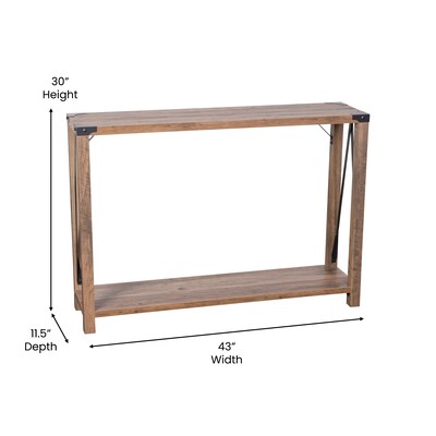 Flash Furniture Wyatt 43" x 11.5" 2 Tier Console Entry Table, Rustic Oak (ZG038OAK)