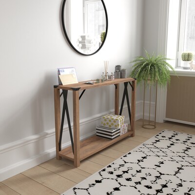 Flash Furniture Wyatt 43" x 11.5" 2 Tier Console Entry Table, Rustic Oak (ZG038OAK)