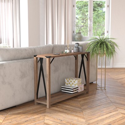 Flash Furniture Wyatt 43" x 11.5" 2 Tier Console Entry Table, Rustic Oak (ZG038OAK)