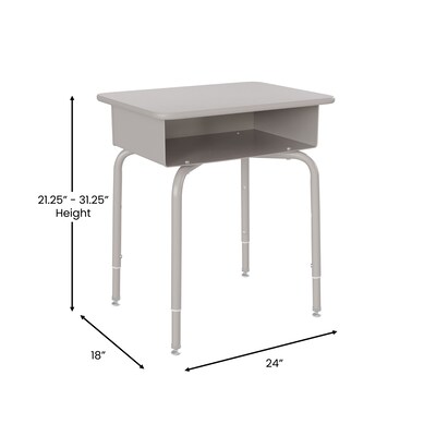 Flash Furniture Billie 24"W Student Desk with Open Front Metal Book Box, Gray Granite/Silver (FDDESKGYGY)