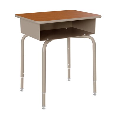 Flash Furniture Billie 24 W Student Desk with Open Front Metal Book Box, Walnut/Silver (FDDESKGYWAL