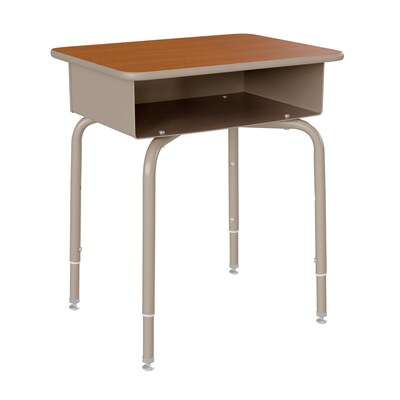 Flash Furniture Billie 24W Student Desk with Open Front Metal Book Box, Walnut/Silver (FDDESKGYWAL)