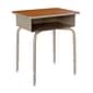Flash Furniture Billie 24 W Student Desk with Open Front Metal Book Box, Walnut/Silver (FDDESKGYWAL