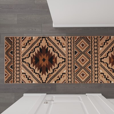 Flash Furniture Marana Collection Olefin and Cotton 120" x 36" Runner Machine Made Area Rug, Brown Multi (OKB7147ADL310BR)