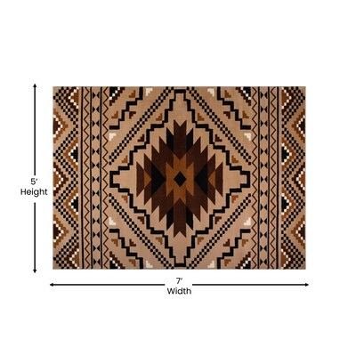 Flash Furniture Marana Collection Olefin and Cotton 84" x 60" Rectangular Machine Made Area Rug, Brown Multi (OKB7147ADL57BR)