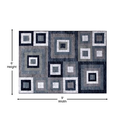 Flash Furniture Gideon Collection Olefin and Cotton 108" x 72" Rectangular Machine Made Rug, Blue/Gray/White (OKH7146ATUR69BL)