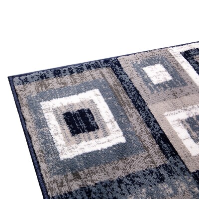 Flash Furniture Gideon Collection Olefin and Cotton 108" x 72" Rectangular Machine Made Rug, Blue/Gray/White (OKH7146ATUR69BL)