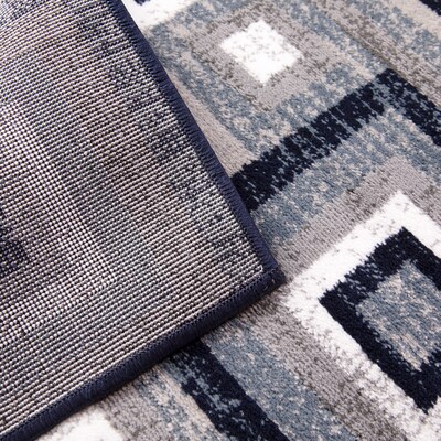 Flash Furniture Gideon Collection Olefin and Cotton 108" x 72" Rectangular Machine Made Rug, Blue/Gray/White (OKH7146ATUR69BL)