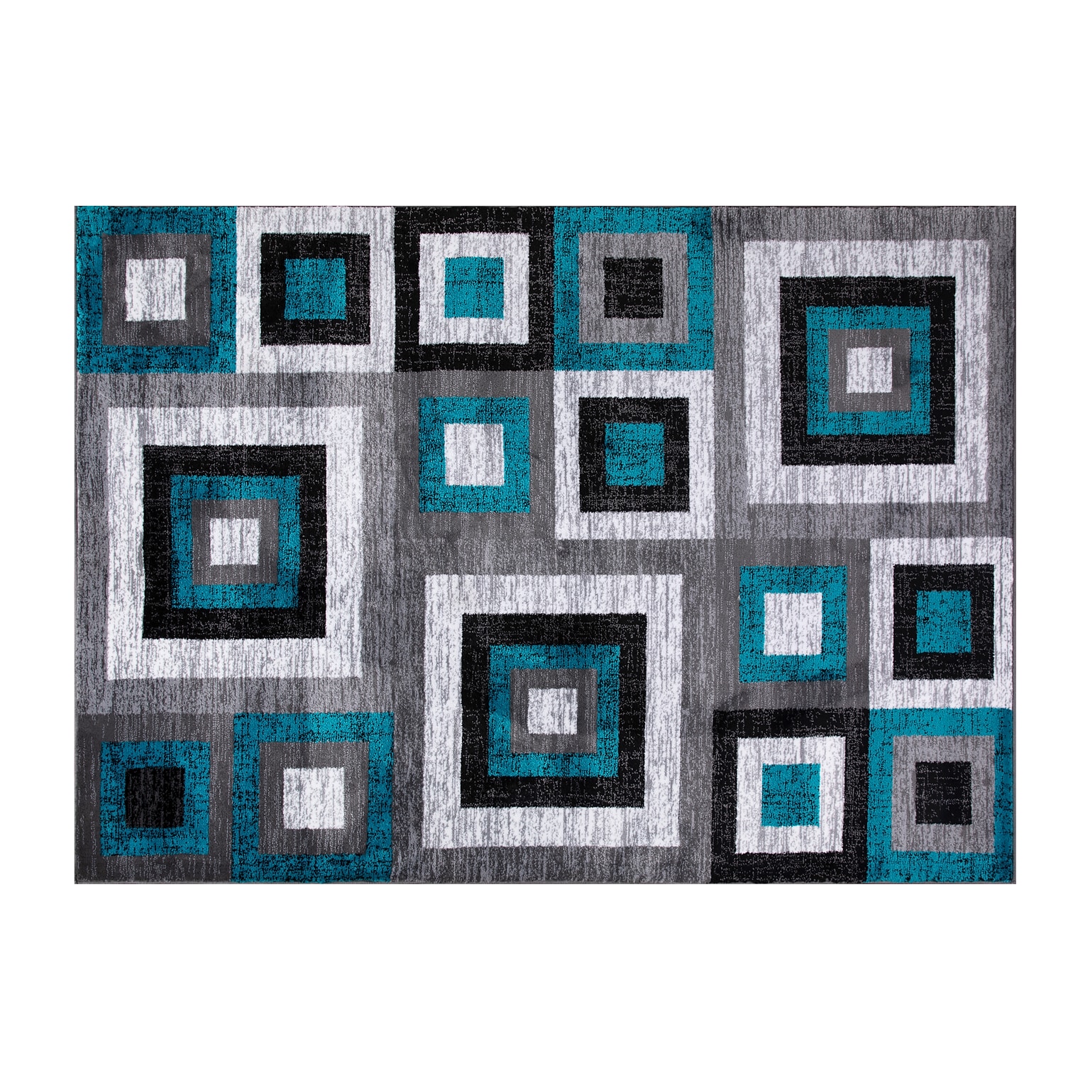 Flash Furniture Gideon Collection Olefin and Cotton 84 x 60 Rectangular Machine Made Rug, Turquoise/Gray/White (OKH7146AT57T)