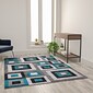 Flash Furniture Gideon Collection Olefin and Cotton 84" x 60" Rectangular Machine Made Rug, Turquoise/Gray/White (OKH7146AT57T)