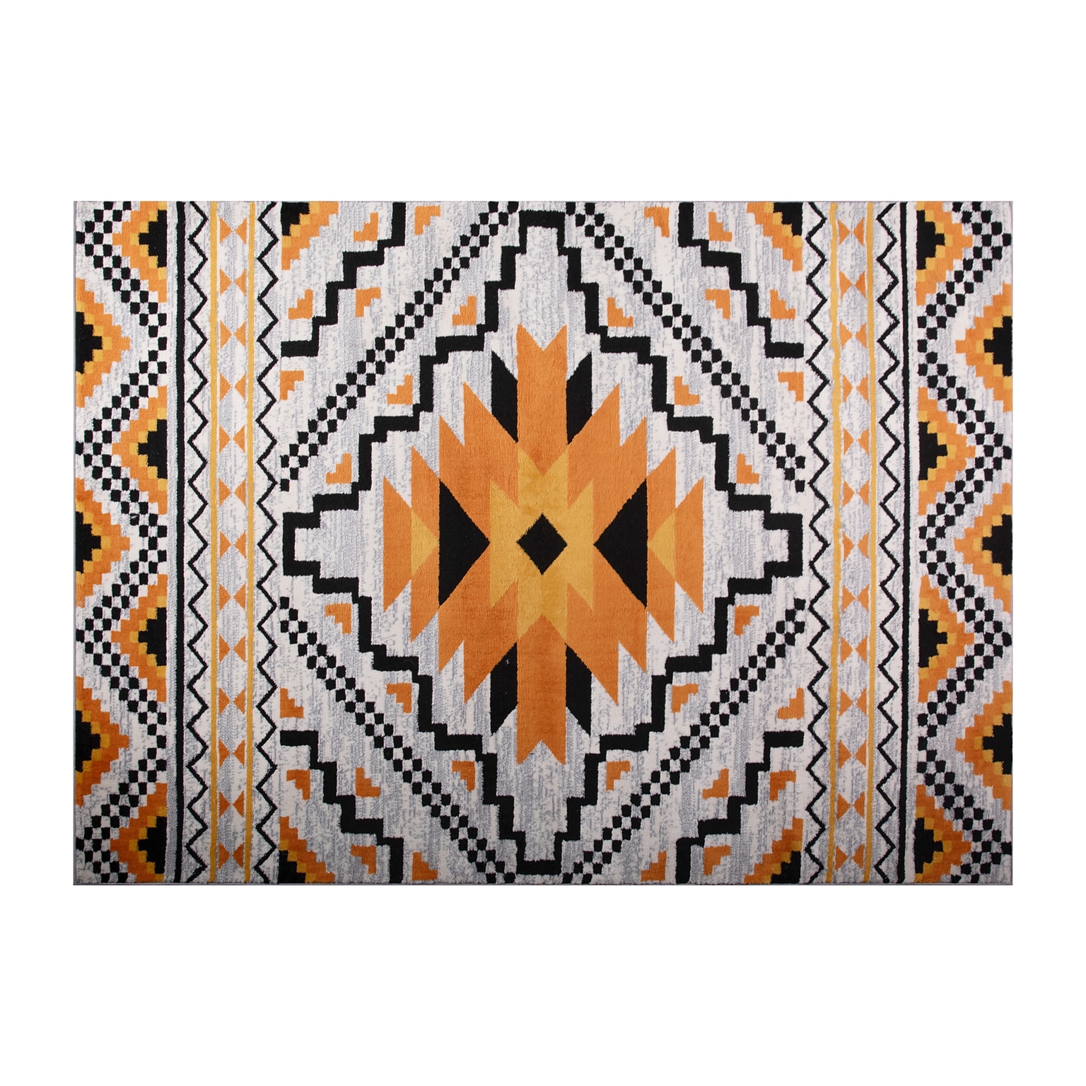 Flash Furniture Payson Collection Olefin and Cotton 84 x 60 Rectangular Machine Made Area Rug, Orange Multi (OKB7147A57OR)