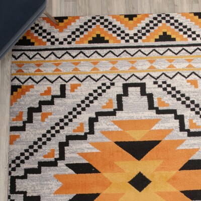Flash Furniture Payson Collection Olefin and Cotton 84" x 60" Rectangular Machine Made Area Rug, Orange Multi (OKB7147A57OR)