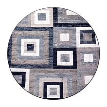 Flash Furniture Gideon Collection Olefin and Cotton 96 Round Machine Made Area Rug, Blue/Gray/White