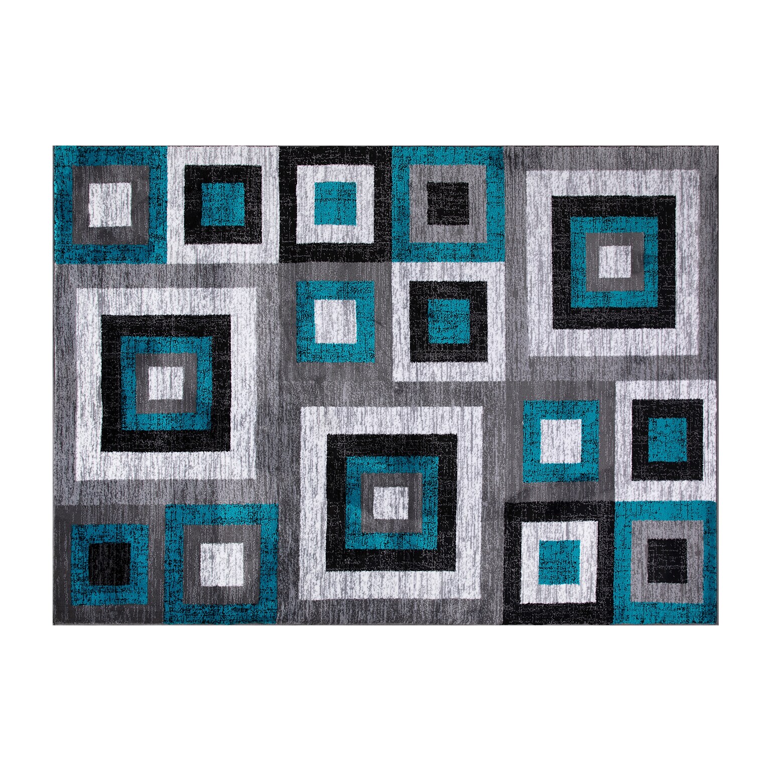 Flash Furniture Gideon Collection Olefin/Cotton 120 x 96 Rectangular Machine Made Rug, Turquoise/Gray/White (OKH7146AT810T)