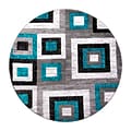 Flash Furniture Gideon Collection Olefin and Cotton 60 Round Machine Made Area Rug, Turquoise/Gray/