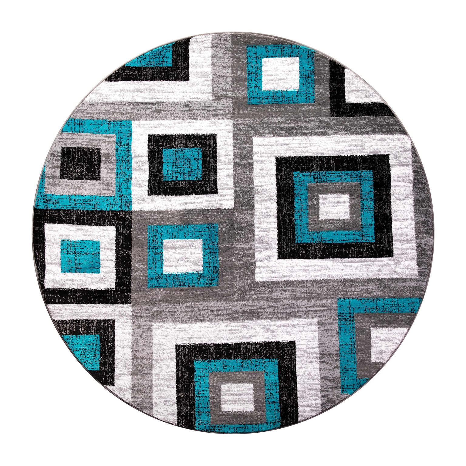 Flash Furniture Gideon Collection Olefin and Cotton 60 Round Machine Made Area Rug, Turquoise/Gray/White (OKH7146AT5RT)