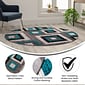 Flash Furniture Gideon Collection Olefin and Cotton 60" Round Machine Made Area Rug, Turquoise/Gray/White (OKH7146AT5RT)