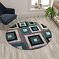 Flash Furniture Gideon Collection Olefin and Cotton 60" Round Machine Made Area Rug, Turquoise/Gray/White (OKH7146AT5RT)