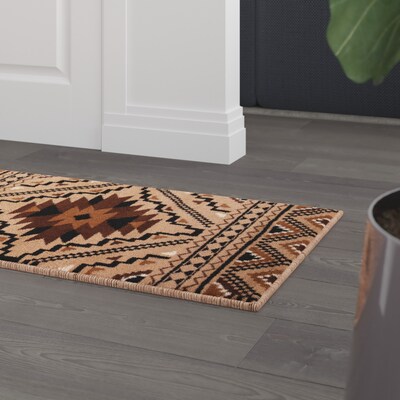 Flash Furniture Marana Collection Olefin and Cotton 84" x 24" Runner Machine Made Area Rug, Brown Multi (OKB7147ADL27BR)