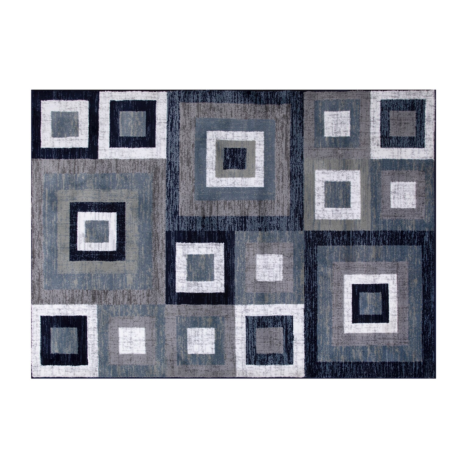 Flash Furniture Gideon Collection Olefin/Cotton 84 x 60 Rectangular Machine Made Area Rug, Blue/Gray/White (OKH7146ATUR57BL)