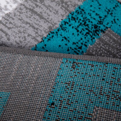 Flash Furniture Gideon Collection Olefin/Cotton 108" x 72" Rectangular Machine Made Rug, Turquoise/Gray/White (OKH7146AT69T)