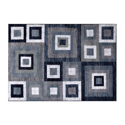 Flash Furniture Gideon Collection Olefin/Cotton 120 x 96 Rectangular Machine Made Area Rug, Blue/G