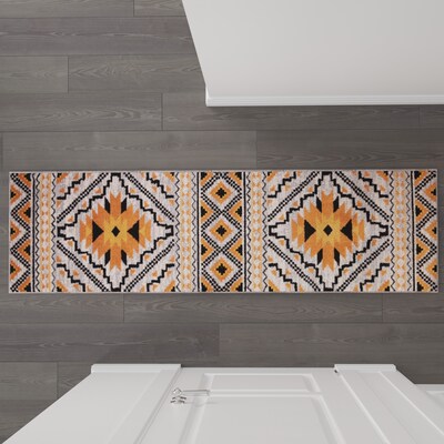 Flash Furniture Payson Collection Olefin and Cotton 84" x 24" Runner Machine Made Area Rug, Orange Multi (OKB7147A27OR)