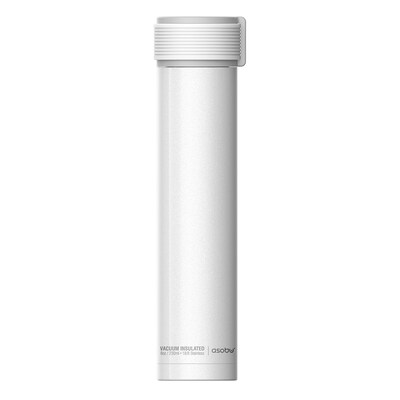 ASOBU Skinny Mini Ultimate Stainless Steel Vacuum Insulated Water Bottle, 8 oz., White (ADNANASBV20W)