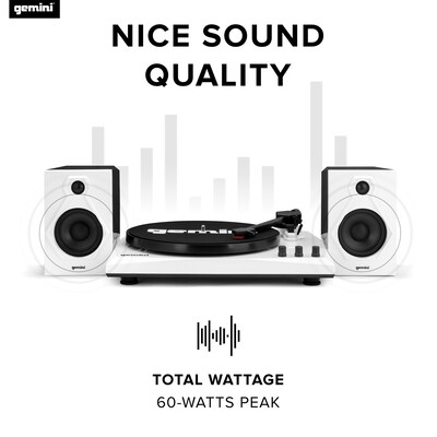 Gemini Belt-Drive Turntable System with Bluetooth & Dual Stereo Speakers, 3-Speed, White (TT-900BW)
