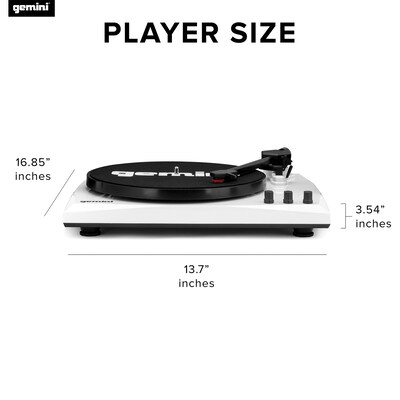 Gemini Belt-Drive Turntable System with Bluetooth & Dual Stereo Speakers, 3-Speed, White (TT-900BW)