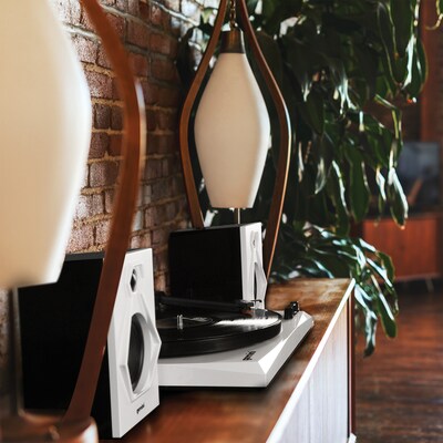 Gemini Belt-Drive Turntable System with Bluetooth & Dual Stereo Speakers, 3-Speed, White (TT-900BW)
