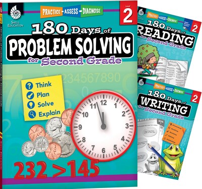 Teacher Created Materials 180 Days 3 Book Bundle - Reading, Writing & Problem Solving, Grade 2 (51763)