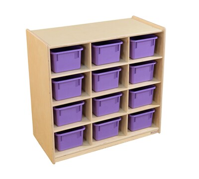 Wood Designs (12) Cubby Storage with Purple Trays (16129PP)