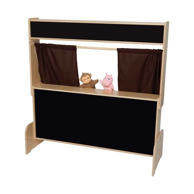 Wood Designs Deluxe Puppet Theater with Flannelboard & Brown Curtains (21652BN)
