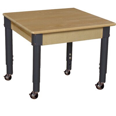 Wood Designs Mobile 24 Square Hardwood Table with Adjustable Legs 14-19 (824A1217C6)